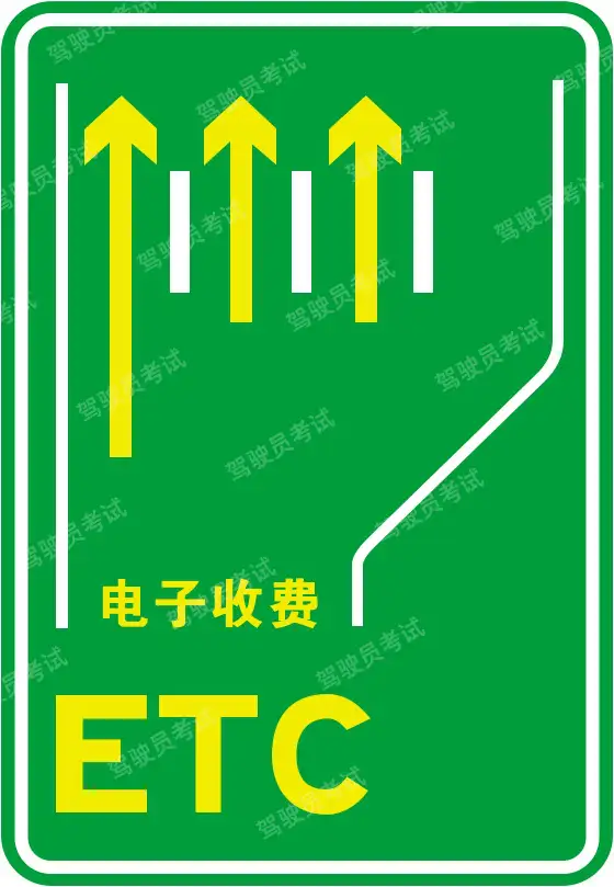 如圖所示，以下這個標(biāo)志的含義是什么？A、電子不停車收費（ETC）車道指引B、綠色通道C、應(yīng)急車道D、快速公交系統(tǒng)（BRT）專用車道答案是A