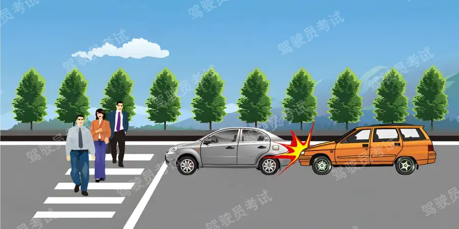 這兩輛車發(fā)生追尾的主要原因是什么？A、后車未與前車保持安全距離B、后車超車時距離前車太近C、前車采取制動過急D、前車采取制動時沒看后視鏡答案是A